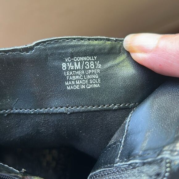 Vince Camuto Black Leather Ankle Boots with Gold Buckle 8.5M - Picture 9 of 12